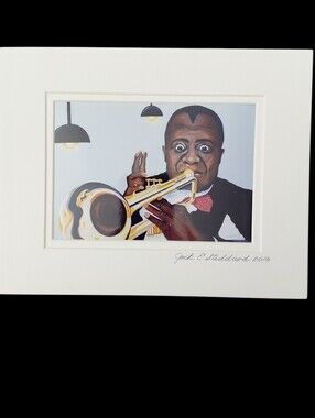 Louis Armstrong Art Print by Jack E.  Stiddard 5x7/8x10 Mat   ✨️PRICE FIRM✨️